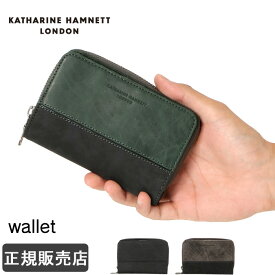 キャサリンハムネット 財布 二つ折り財布 縦型 ラウンドファスナー 小銭入れ KATHARINE HAMNETT 490-50601 本革 レザー メンズ ブランド