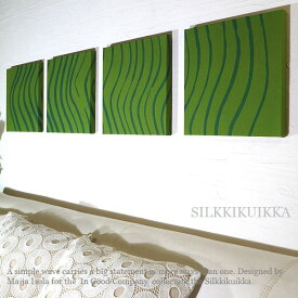 ファブリックパネル 北欧 壁掛けフック付き marimekko SILKKIKUIKKA シルッキクイッカ 30×30cm 4枚セット グリーン マリメッコ 玄関