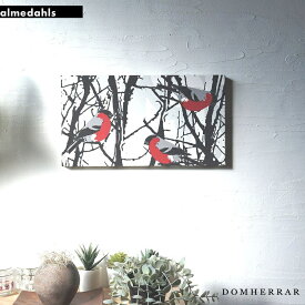 北欧 ファブリックパネル ALMEDAHLS DOMHERRAR 40×22cm アルメダール ドゥムハッラル red 木 鳥 お洒落 インテリア