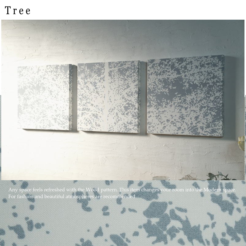 ファブリックパネル 玄関 TREE ブルーグレー 30×30 ３枚組 木 トゥリー bluegray おしゃれ ファブリックボード アート パネル アリス