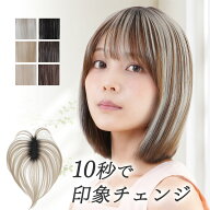 最短翌日お届け【エアフィットエクステ】 部分ウィッグ ウイッグ 頭頂部 分け目 メッシュ ピンなし 簡単 …