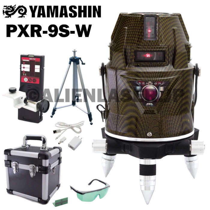 1年保証 山真 YAMASHIN ヤマシン PXR-9s-W レッド レーザー フルライン 電子整準式 墨出し器 本体+受光器+三脚 無料長期保証