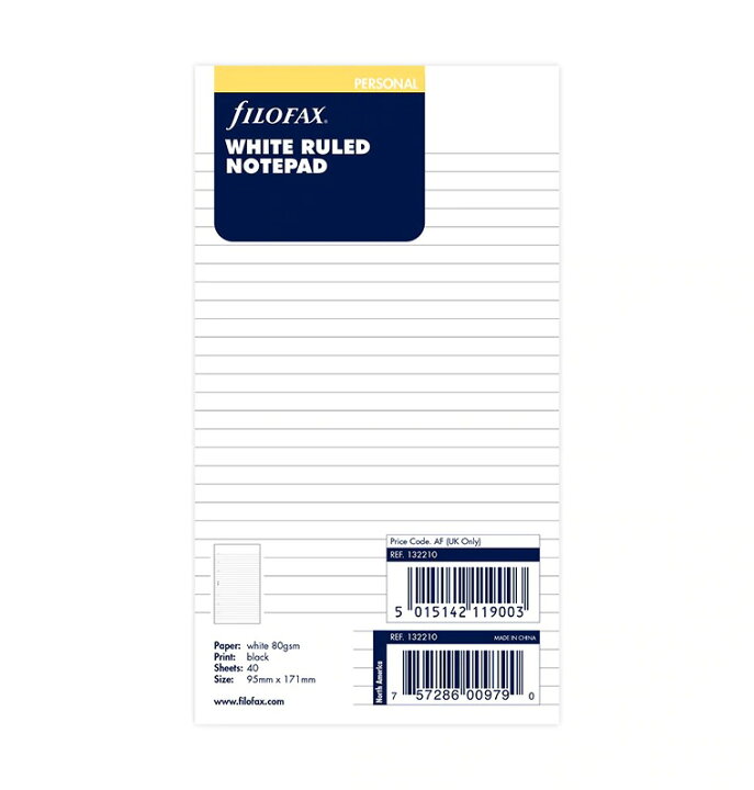 楽天市場 ファイロファックス システム手帳 リフィル バイブルサイズ 横罫 ホワイト ノートパッド Filofax 6穴 Aline
