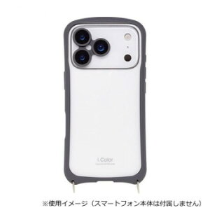 i.Color iPhone17Pro��p�w�ʌ^�P�[�X Charcoal/�`���R�[�� iP25-63P-ICSH01