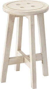 ボットーネ スツール 椅子 イス 腰掛け ボタンデザイン 座面高45cm 天然木 木製 ポプラ 軽量 持ち運び サイドテーブル ディスプレイ ダイニング ソファ 玄関 アイボリー