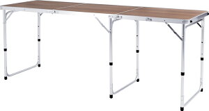 フォールディングテーブル ワイド D60 アウトドアテーブル ワイドテーブル 折りたたみテーブル テーブル 横幅180cm 高さ調節 3段階調節 収納 キャンプ BBQ アウトドア 軽量 コンパクト ベランピ