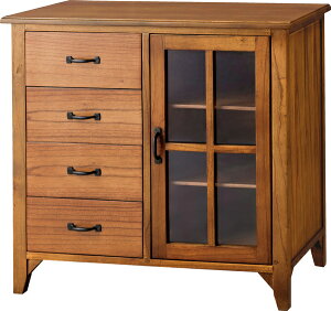 ティンバー キャビネット ミンディ材 天然木 アンティーク スリム 省スペース 小さめ 黒アイアン 収納 扉付き 棚付き 引き出し付き ガラス扉 おしゃれ 模様替え ブラウン