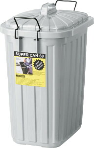 ペールカン60L ゴミ箱 ダストボックス ペールカン 60L フタ付 おしゃれ ガレージ 屋外用 キッチンペール くず入れ 分別 国産 ショック吸収 柔軟性抜群 取っ手付 グレー