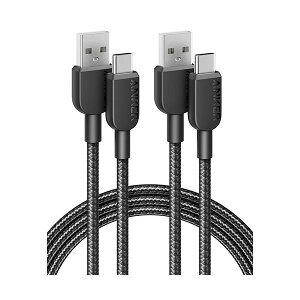 �i�܂Ƃ߁j �A���J�[�W���p�� ANKER 310 ���ϋv�i�C���� USB-C��USB-A �P�[�u�� 1.8m �u���b�N B81G60111�p�b�N�i2�{�j �y×2�Z�b�g�z