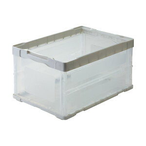 (まとめ) TANOSEE折りたたみコンテナ 軽量タイプ フタなし 40L ホワイト/透明 1台 【×3セット】