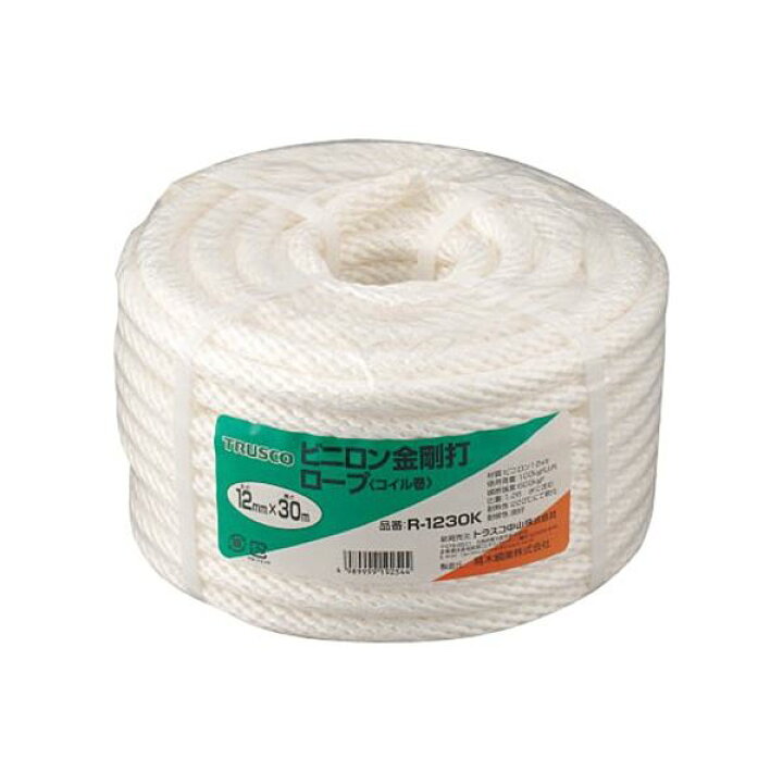 楽天市場】TRUSCO ビニロン金剛打ロープ 12mm×30m コイル巻 R-1230K 1 
