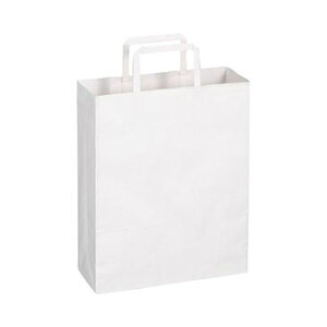 (まとめ)TANOSEE 紙手提袋 平紐 小ヨコ260×タテ320×マチ幅100mm 白無地 1パック(50枚)【×20セット】