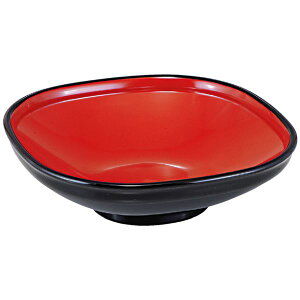 6.5寸 角ふる里鉢/和食器 【黒内朱 A】 194mm×194mm×58mm 日本製 〔和食 レストラン 店舗 お店〕【代引不可】