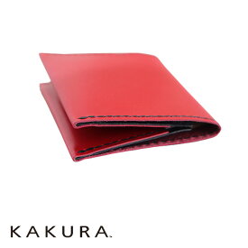 カクラ　KAKURA　二つ折りウォレット　slim　urushiレッド　二つ折り財布　スリム　薄型　牛革　手縫い　ギフト　プレゼント　贈り物　メンズ　レディース