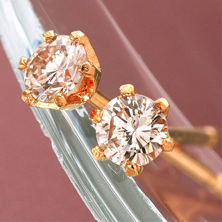 楽天市場】K18PG ピンク ダイヤモンドピアス 0.1ct : aline K18PG ピンクダイヤモンド ピアス