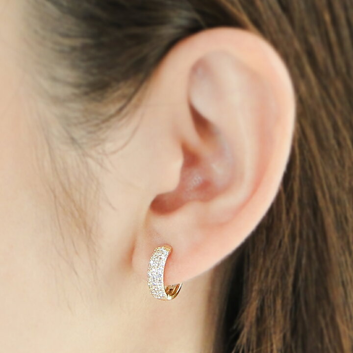 楽天市場】K18YG ダイヤモンド パヴェ【0.5ct】中折れ フープ ピアス 