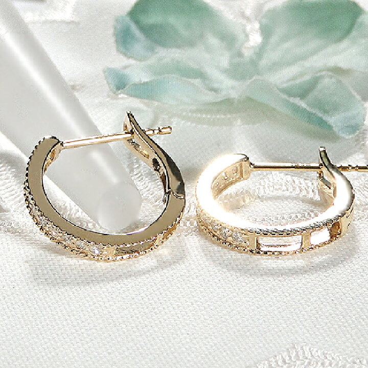 楽天市場】K18YG【0.2ct】ダイヤモンド エタニティ フープ ピアス  