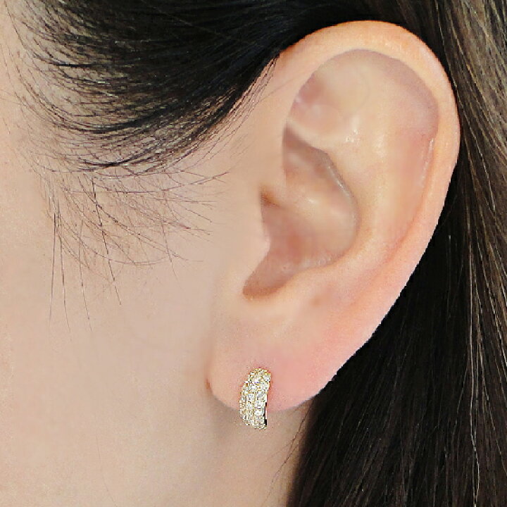楽天市場】K18YG/WG パヴェ ダイヤモンド ピアス【0.60ct】【送料無料  