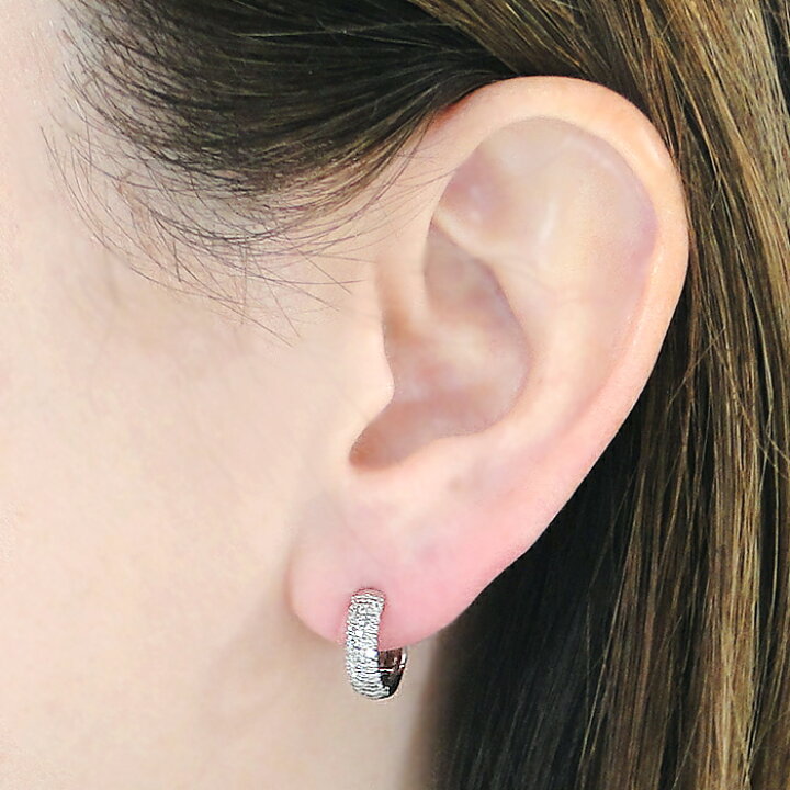 楽天市場】Pt900 ダイヤモンド パヴェ【0.5ct】中折れ フープ ピアス 