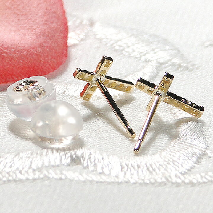 楽天市場】K18YG/WG【0.1ct】ダイヤモンド クロス ピアス【送料無料 