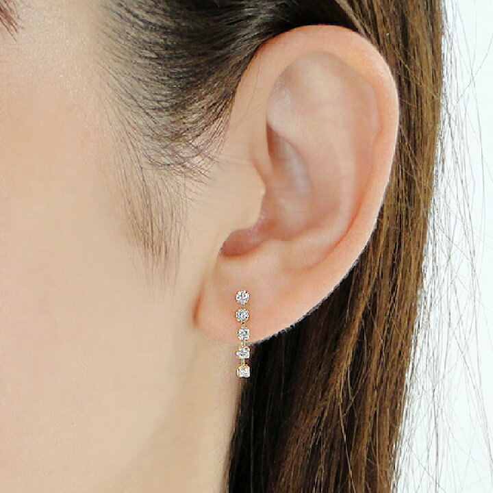 楽天市場】K18YG ダイヤモンド ライン ピアス【0.3ct】【送料無料  