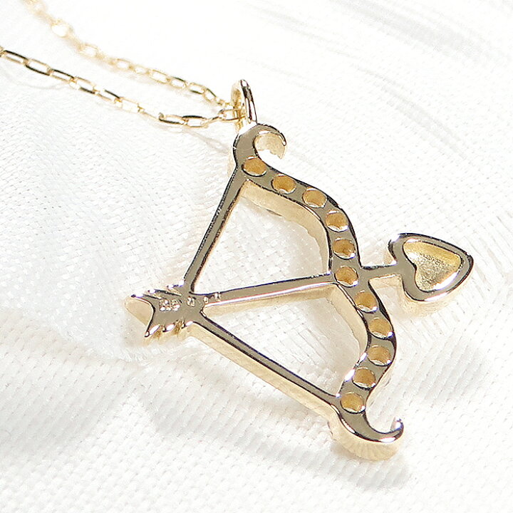 楽天市場】K18YG キューピッドの弓矢 ダイヤモンド ネックレス【0.10ct 