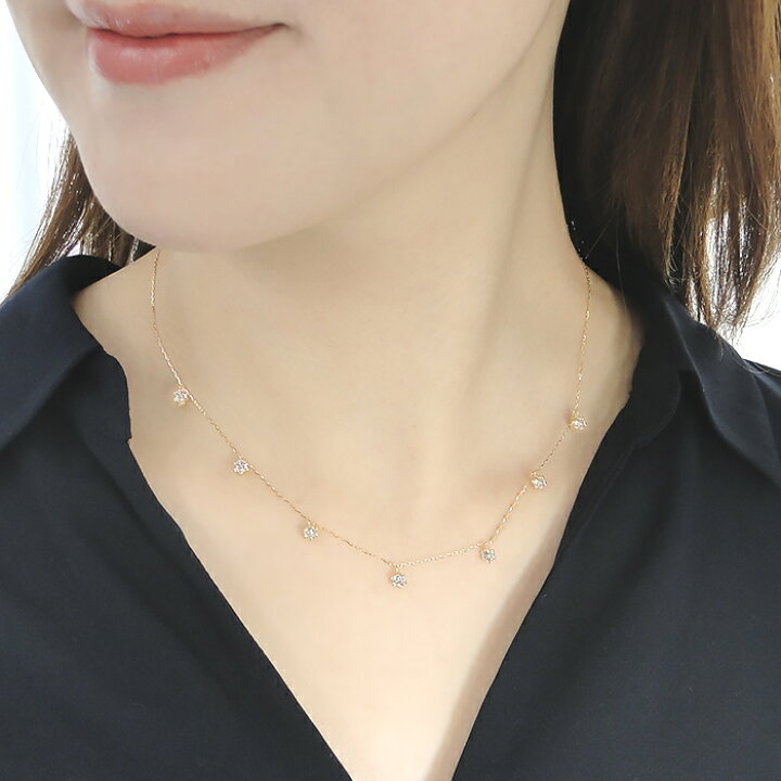 楽天市場】K18YG【1.0ct】ダイヤモンド ステーション ネックレス【送料 