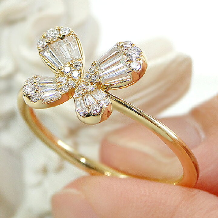 楽天市場】K18YG【0.3ct】バタフライ ダイヤモンド リング【送料無料 
