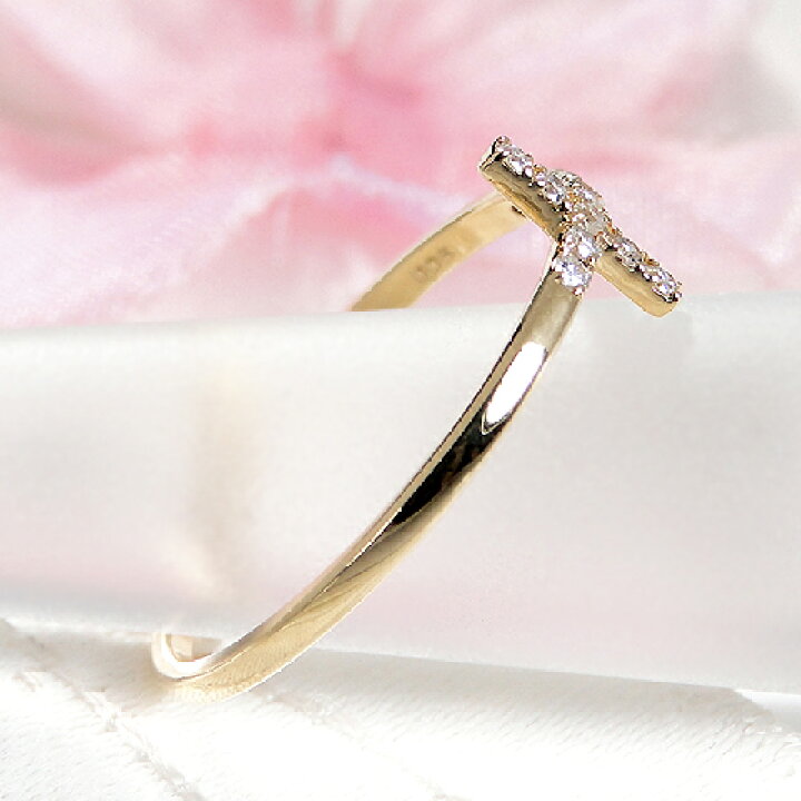 楽天市場】K18YG【0.08ct】クロス ダイヤモンド リング【送料無料  