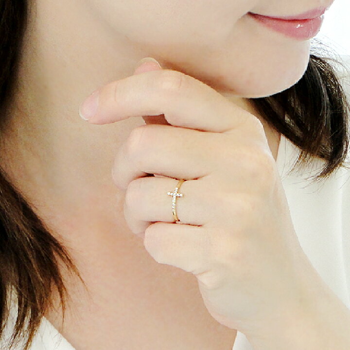 楽天市場】K18YG【0.08ct】クロス ダイヤモンド リング【送料無料  