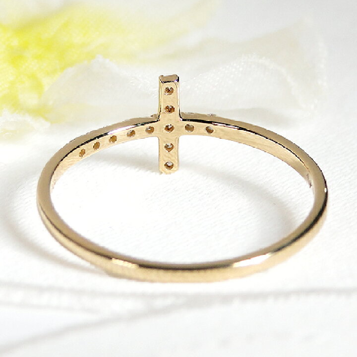 楽天市場】K18YG【0.08ct】クロス ダイヤモンド リング【送料無料  