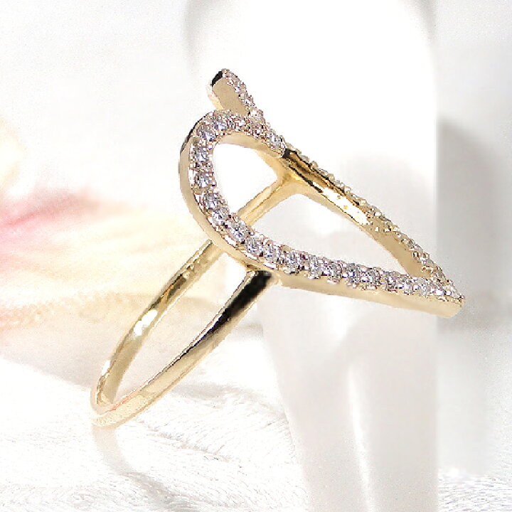 楽天市場】K18YG【0.22ct】オープンハート ダイヤモンド リング【送料 