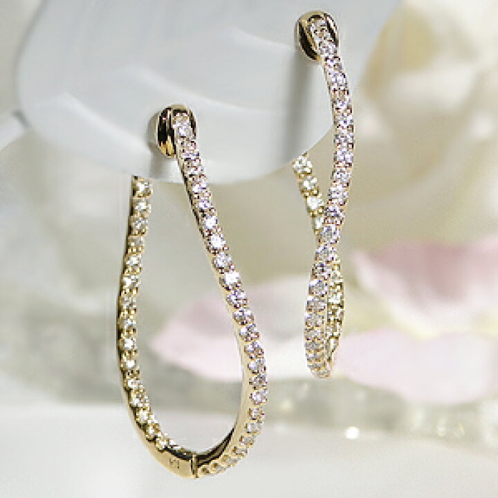 楽天市場】K18YG【0.5ct】ダイヤモンド フープピアスダイヤ 18金 k18  