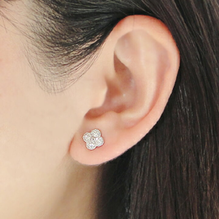 楽天市場】pt900【0.64ct】フラワーモチーフ ダイヤモンド ピアス 