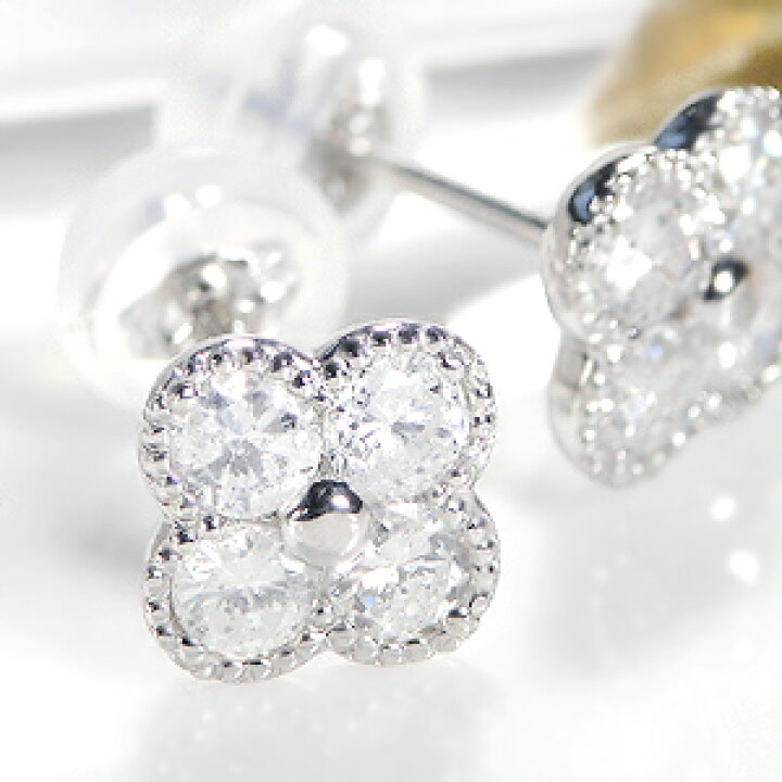楽天市場】pt900【0.64ct】フラワーモチーフ ダイヤモンド ピアス  