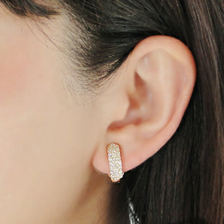 楽天市場】K18YG【1.0ct】ダイヤモンド パヴェ ピアスイヤリングダイヤ 