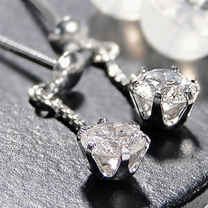 楽天市場】Pt900 ダイヤモンド【0.34ct】6本爪 ライン ピアス可愛い 