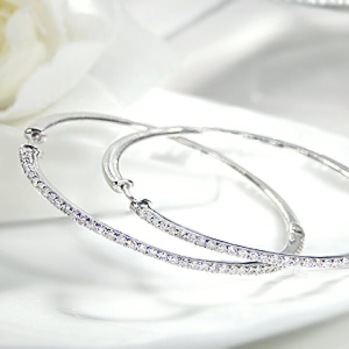 楽天市場】K18WG ダイヤモンド【1.0ct】フープ ピアスダイヤ ピアス 18 