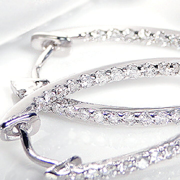 楽天市場】K18WG【0.5ct】ダイヤモンド オーバル フープピアスダイヤ 
