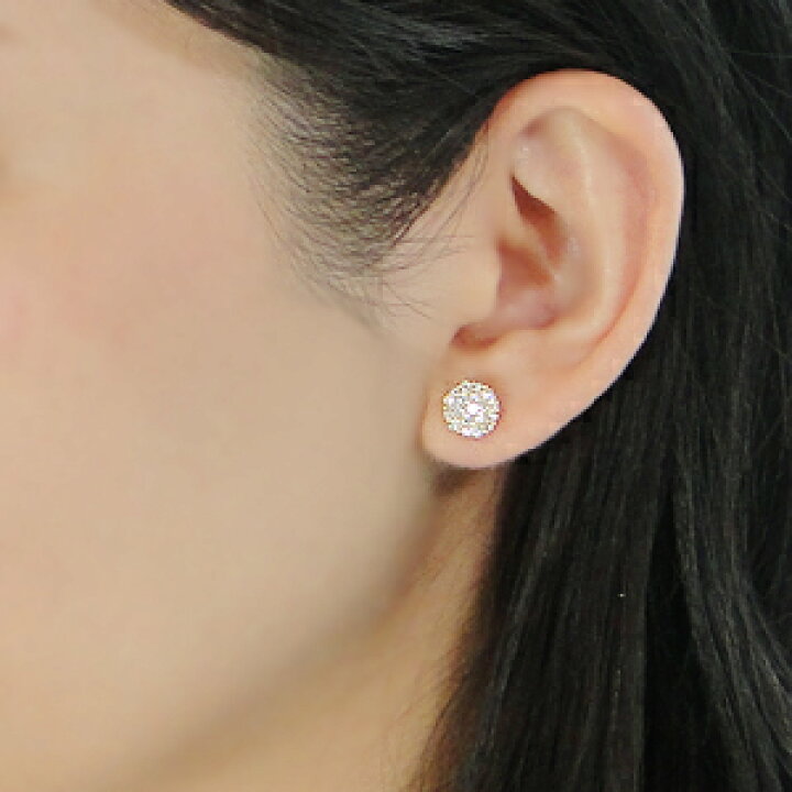 楽天市場】K18YG【0.7ct】ダイヤモンド パヴェ ピアススタッドピアス 