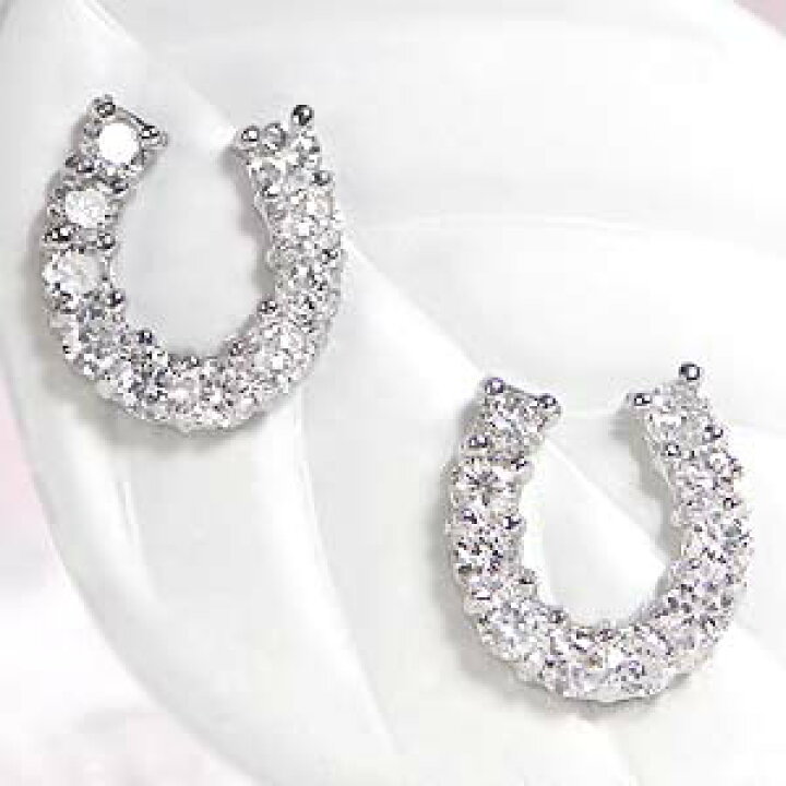 楽天市場】K18WG 0.3ct ダイヤモンド 馬蹄 ピアスホースシュー 