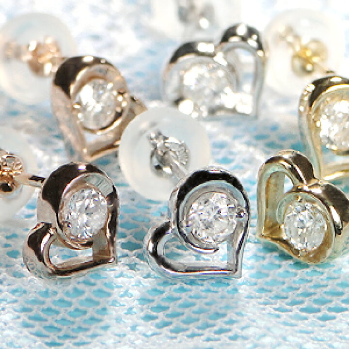 楽天市場】K18WG 0.2ct オープンハート ダイヤモンドピアス☆18金 k18 