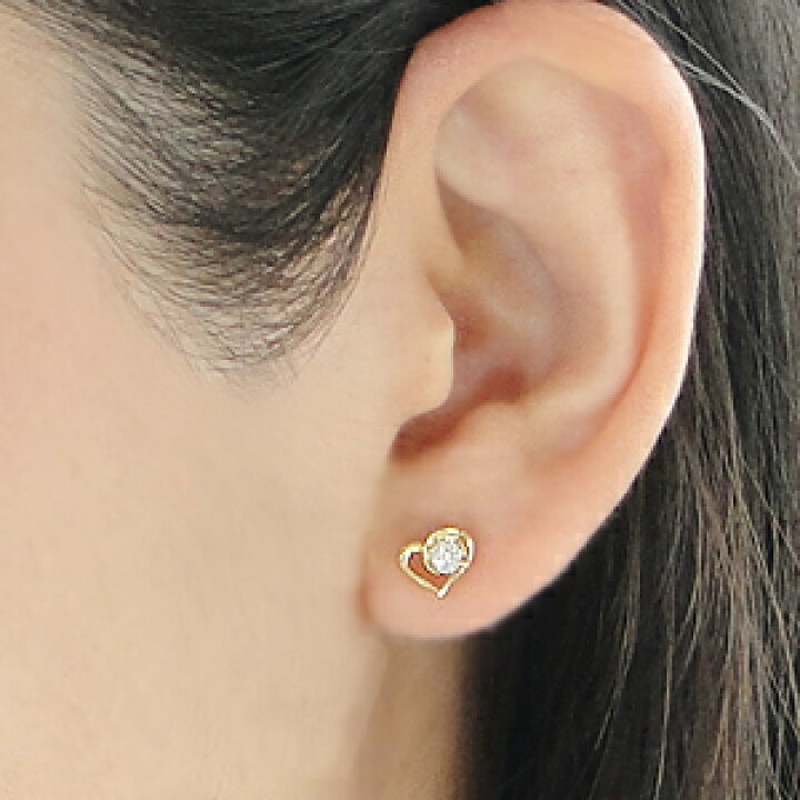 楽天市場】K18YG 0.2ct オープンハート ダイヤモンドピアス 18金 