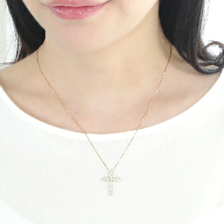 楽天市場】k18YG【1.0ct】ダイヤモンド クロス ネックレスダイヤモンド 
