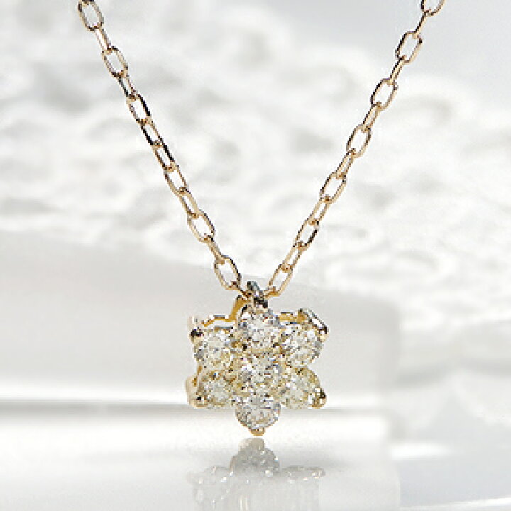 楽天市場】K18YG【0.2ct】フラワーモチーフ ダイヤモンド ネックレス  