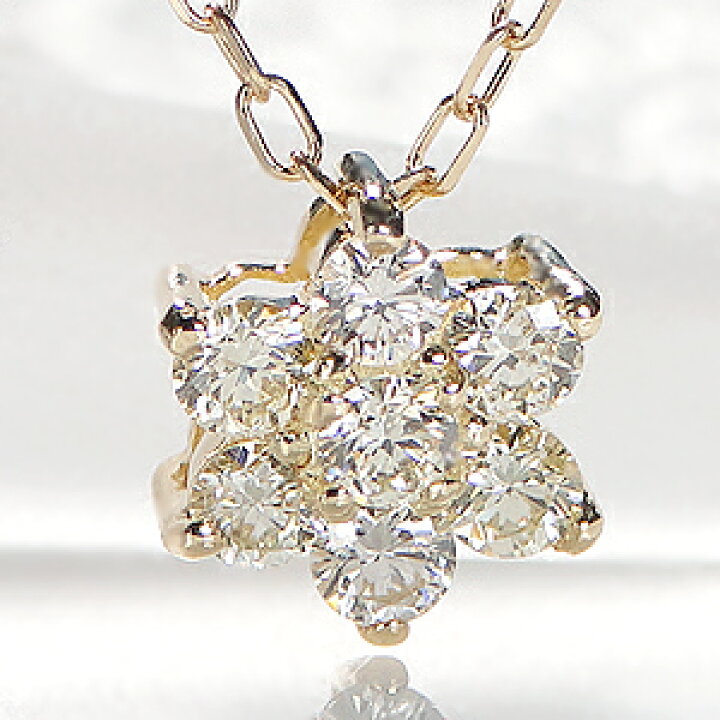 楽天市場】K18YG【0.2ct】フラワーモチーフ ダイヤモンド ネックレス  