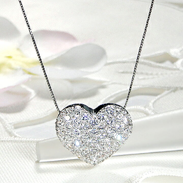 楽天市場】K18WG 【2.1ct】ダイヤモンド ハート ネックレス18金  