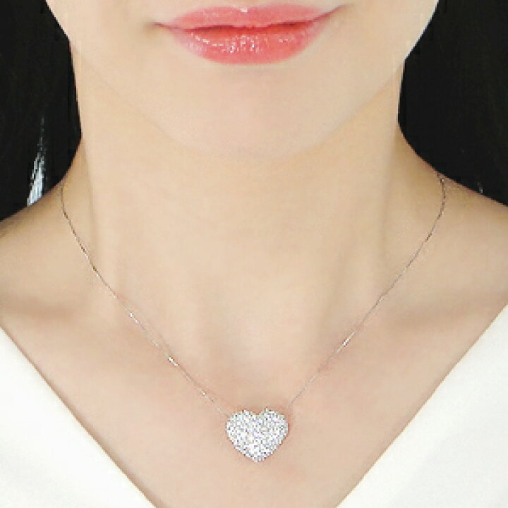 楽天市場】K18WG 【2.1ct】ダイヤモンド ハート ネックレス18金  
