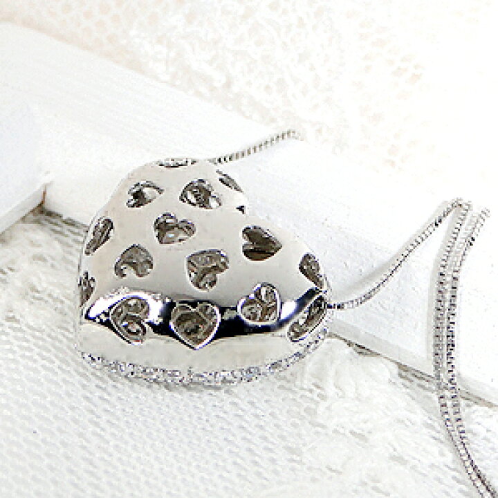 楽天市場】K18WG 【2.1ct】ダイヤモンド ハート ネックレス18金 