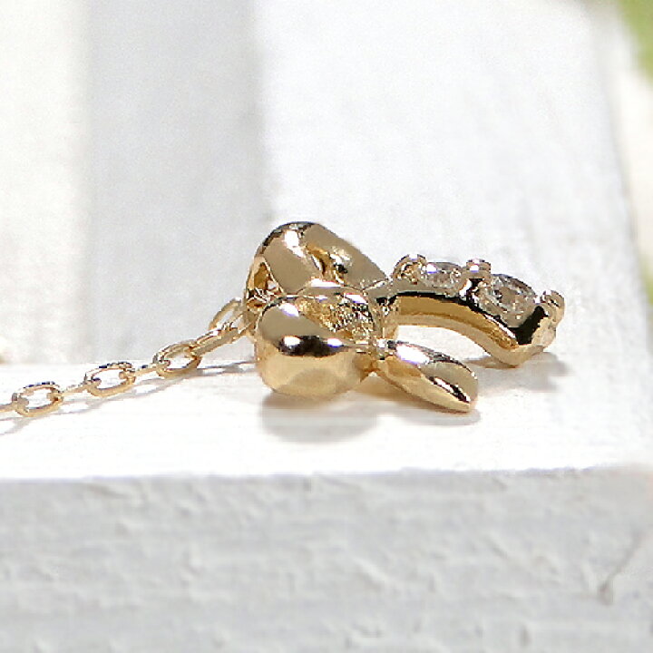 楽天市場】K18YG ダイヤモンド リボン ネックレス18金 イエロー  